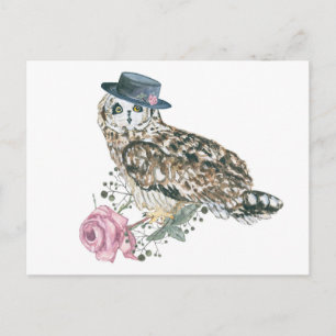 Watercolor Owl Postcard