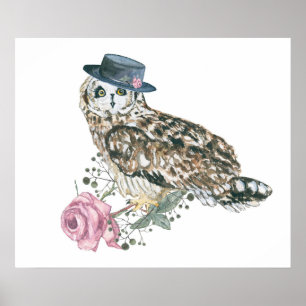 Watercolor Owl Poster