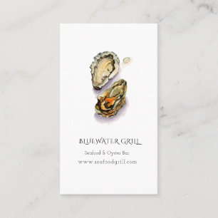 Watercolor Oyster chef, restaurant business card