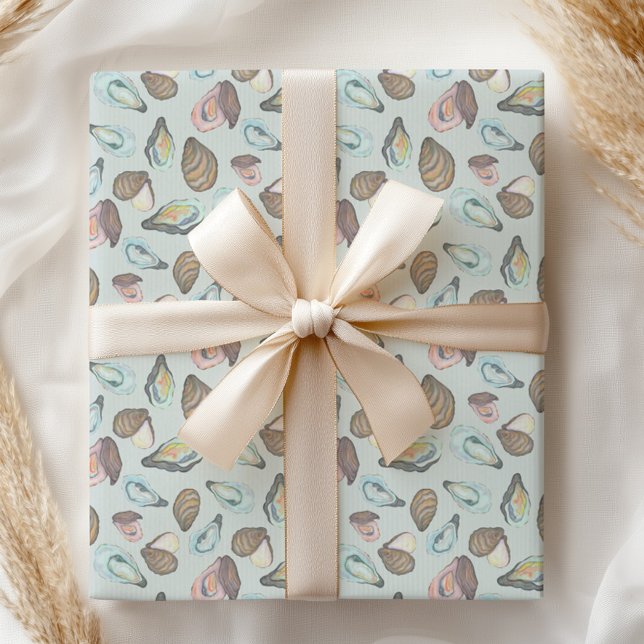 Watercolor Oyster Coastal Sea  Wrapping Paper (Creator Uploaded)