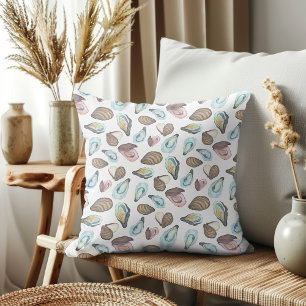 Watercolor Oyster Coastal Seaside Beach Theme Cushion