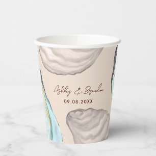 Watercolor Oyster Coastal Wedding Seaside Custom Paper Cups