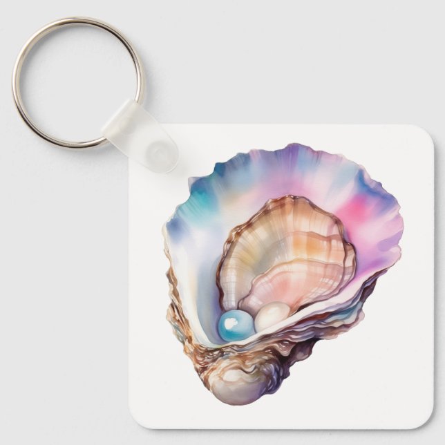 Watercolor Oyster Key Ring (Front)