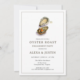 Watercolor Oyster Roast Engagement party Invitation