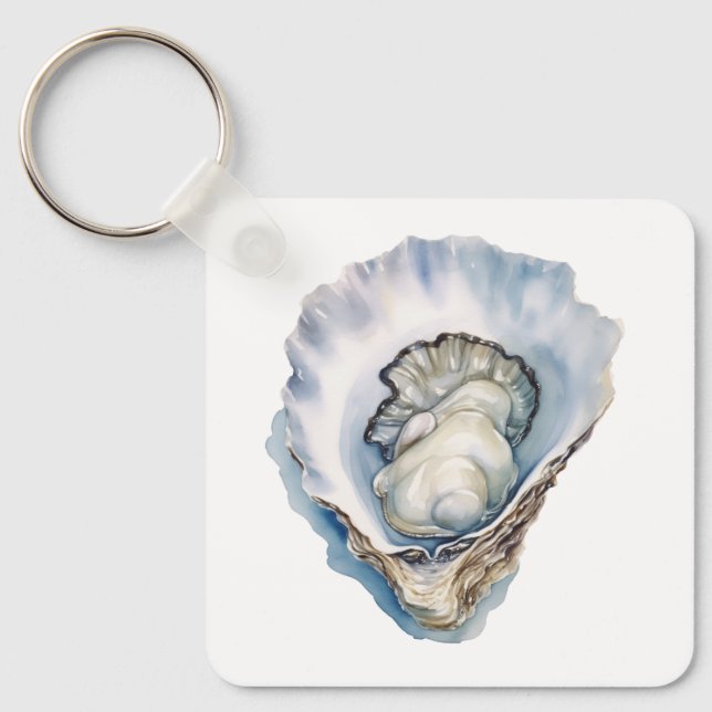Watercolor Oyster Shell Key Ring (Front)