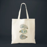 Watercolor Oysters Tote Bag<br><div class="desc">My original design of a watercolor oyster trio featuring soft coastal hues of blues and greens.</div>