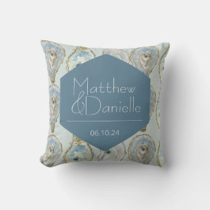 Watercolor Oysters Wedding Cushion
