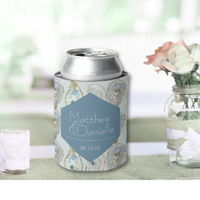 Watercolor Oysters Wedding Favour Drink Hugger Can Cooler (Creator Uploaded)
