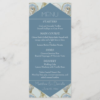 Watercolor Oysters Wedding Flat Menu
