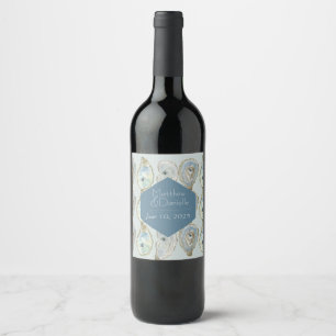 Watercolor Oysters Wedding Wine Label