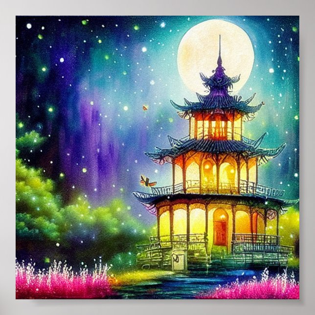 Watercolor pagoda poster (Front)