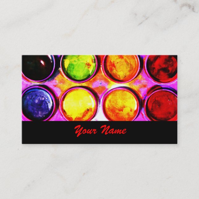 watercolor paint box - artist, art tutor business card (Front)