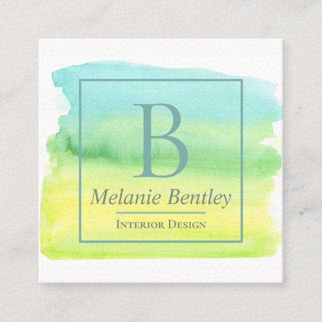 Watercolor Paint Brushstrokes Modern Creative Square Business Card (Front)