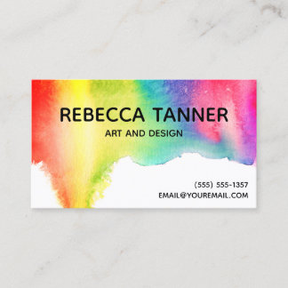 Watercolor Paint Colourful Rainbow Blot Art Artist Business Card