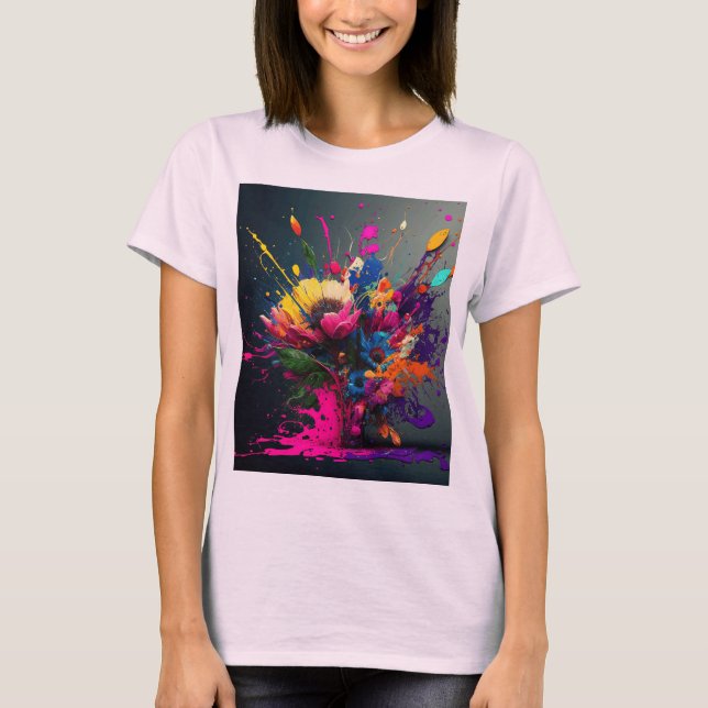 Watercolor Paint Design Girl's T-Shirt (Front)