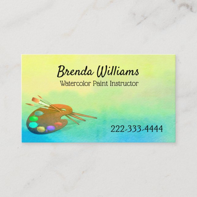 Watercolor paint instructor business card (Front)