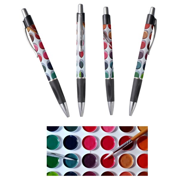 Watercolor Paint Palette Artsy Blue Ink Pen (Creator Uploaded)