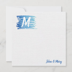 Watercolor Paint Smudge with Monogram    Card