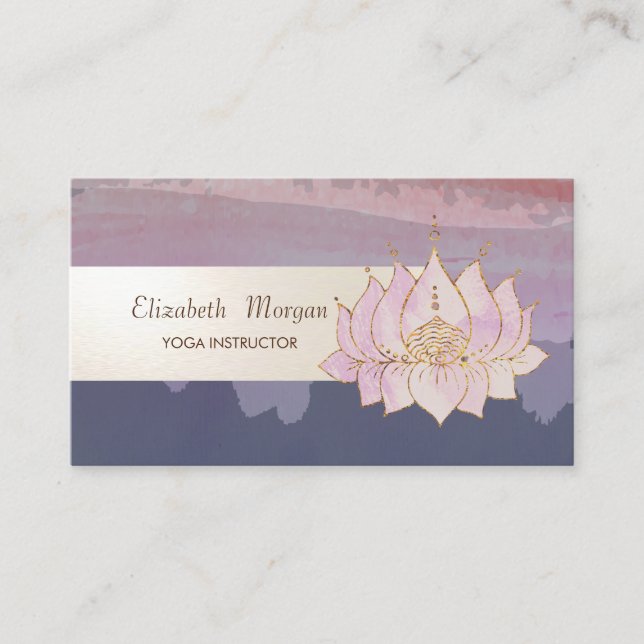 Watercolor Paint Splash,Stripe,Cool Lotus Business Card (Front)