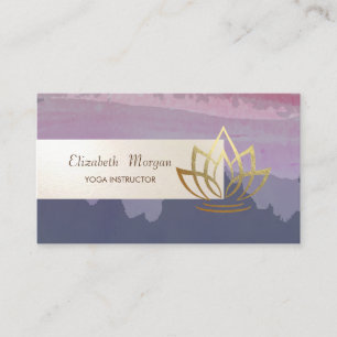 Watercolor Paint Splash,Stripe,Gold Lotus Business Card