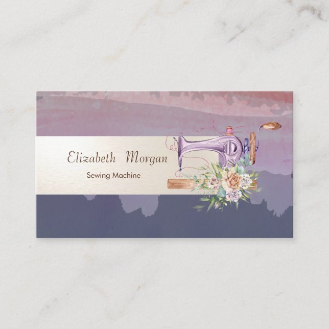 Watercolor Paint Splash,Stripe,Sewing Machine Business Card (Front)