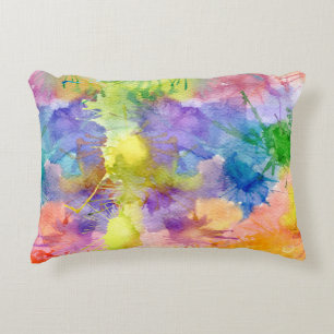 Watercolor Paint Splashes Colourful Decorative Cushion