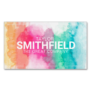 Watercolor Paint Splatter Geometric Magnetic Business Card