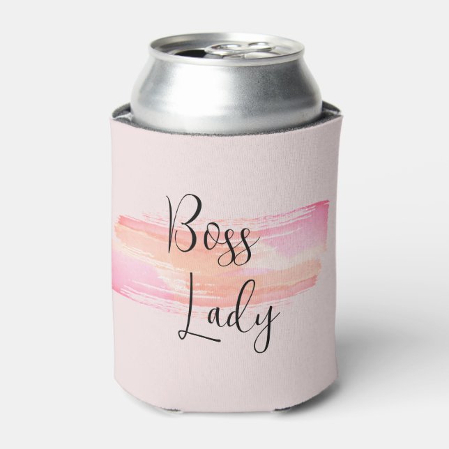 Watercolor Paint Strokes Boss Lady  Can Cooler (Can Front)