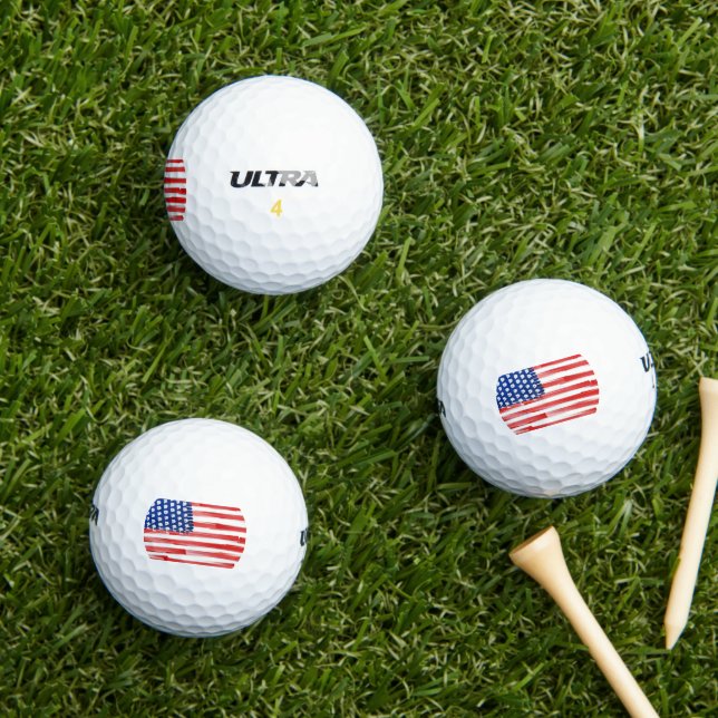 Watercolor painted American flag  Golf Balls (Insitu Grass)