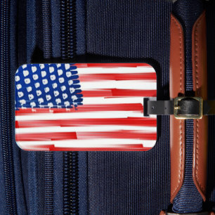 Watercolor painted American flag Luggage Tag