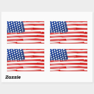 Watercolor painted American flag  Rectangular Sticker