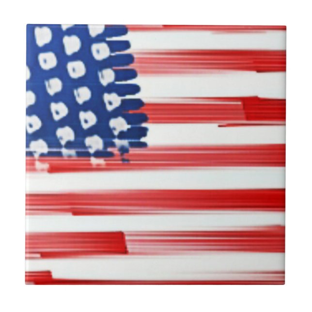 Watercolor painted American flag  Tile (Front)