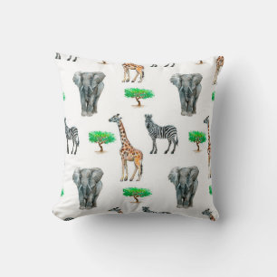 Watercolor painted animals seapless pattern cushion