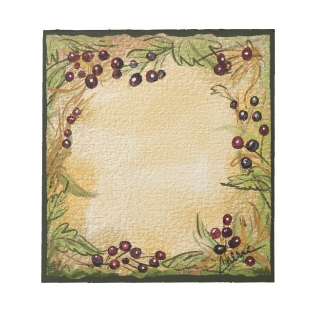 Watercolor Painted Berries Fall Colours Notepad (Front)