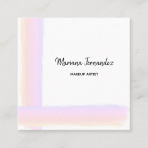 Watercolor Painted Brush Stroke Makeup Artist Square Business Card