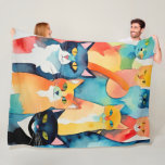 Watercolor Painted Colourful Cat Collage Fleece Blanket<br><div class="desc">Watercolor Painted Colourful Cat Collage</div>