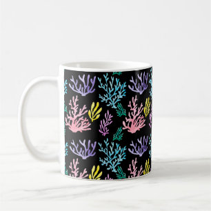 Watercolor painted corals seamless pattern coffee mug