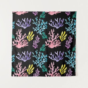 Watercolor painted corals seamless pattern tapestry