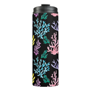 Watercolor painted corals seamless pattern thermal tumbler
