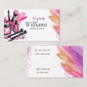 watercolor painted cosmetics business card