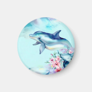 Watercolor Painted Dolphin  Magnet
