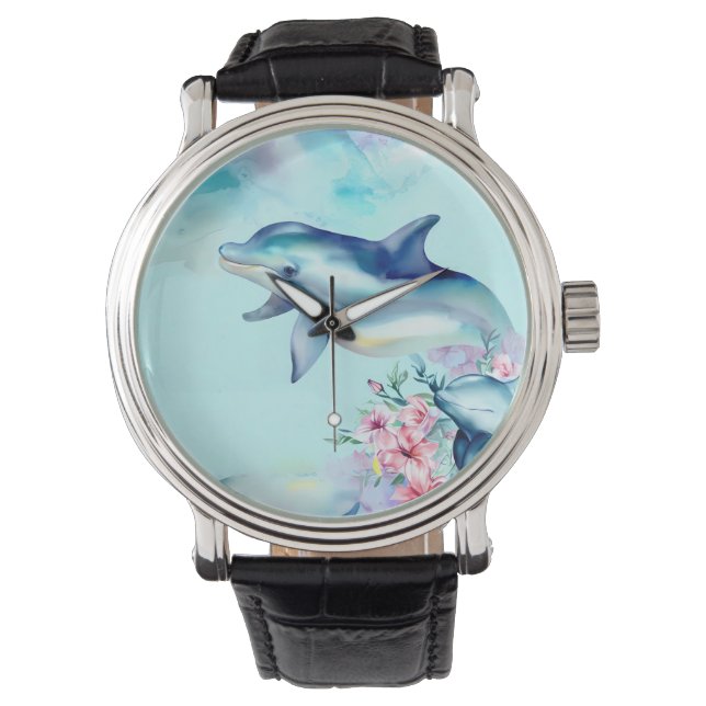 Watercolor Painted Dolphin  Watch (Front)