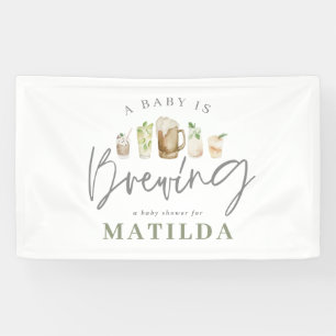 watercolor painted drinks baby shower party banner