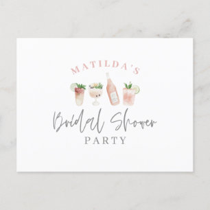 watercolor painted drinks bridal shower party invitation postcard