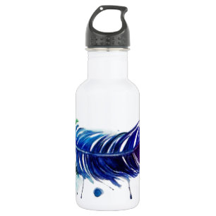Watercolor Painted Feather 532 Ml Water Bottle