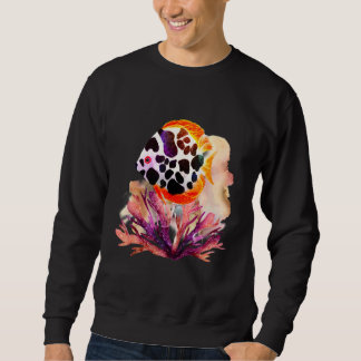 Watercolor Painted Fish Deep Ocean Creatures and R Sweatshirt