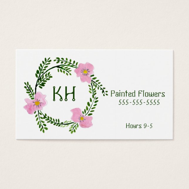 Watercolor Painted Floral Wreath, Painted Flowers (Front)