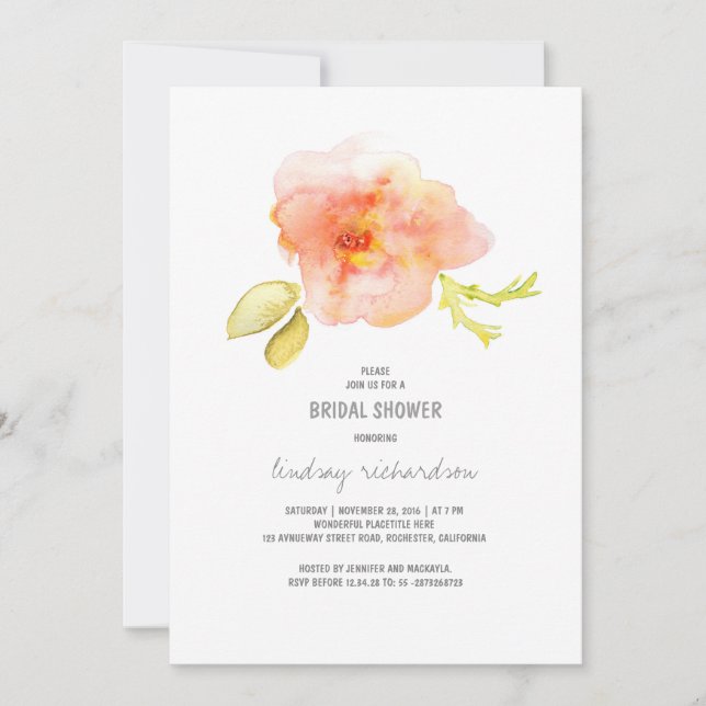 watercolor painted flower bridal shower invite (Front)