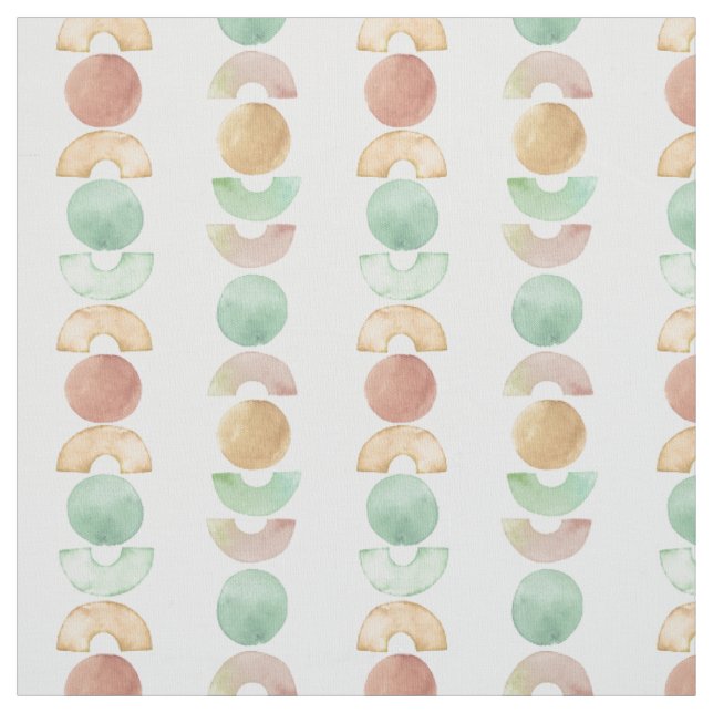 Watercolor painted geo shapes design fabric (Swatch)