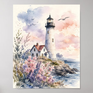 Watercolor Painted Lighthouse Poster